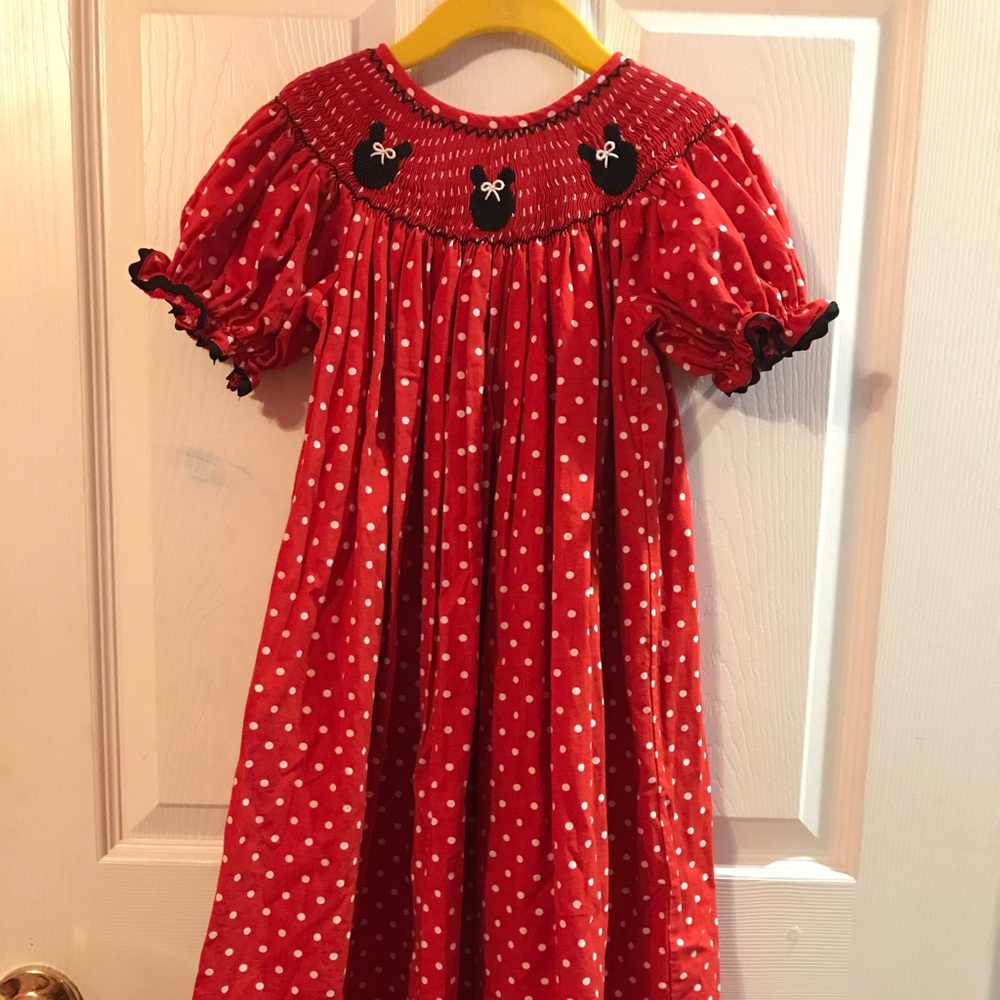 NWOT Smocked Minnie Mouse dress Red white polka